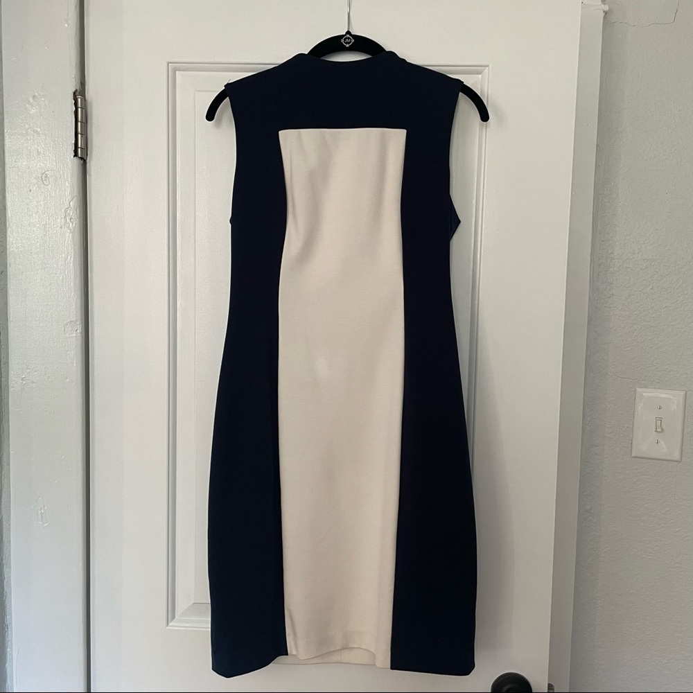 Calvin Klein - color block dress, dark blue and white - Sz 8